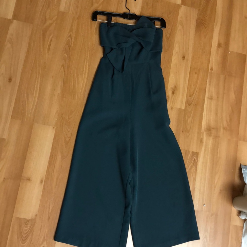 ANTHROPOLOGIE GREEN STRAPLESS ROMPER